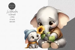 Mother's Day, Elephant clipart, Flowers clipart, Cute animal Product Image 1