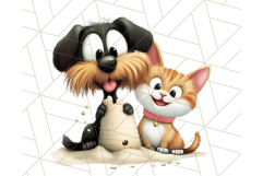 Dog and Cat Friends PNG, Cute Pet Clipart, Funny Animal Art Product Image 5