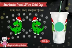 Dinosaur christmas svg, Full Wrap Venti Cold Cup 24 oz Product Image 1