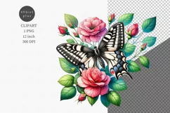 Butterfly and roses clipart, Birthday clipart, Mothers day Product Image 1