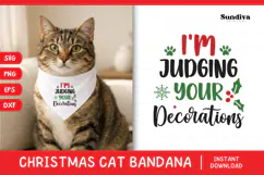 Christmas Cat Bandana Quotes SVG | Judging Your Decorations Product Image 1