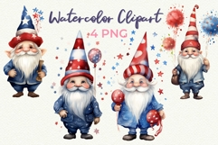 4th of July Gnomes PNG Independence day Watercolor Clipart Product Image 1