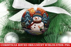 Christmas Round Ornament PNG | Snowman | Sublimation | PNG Product Image 1