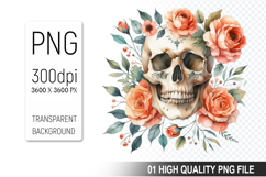 Cute Floral skull PNG, Valentine&#039;s Day Animal PNG Product Image 1