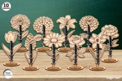 Flowers Pen Stand Laser Cut Bundle | Glowforge | SVG Product Image 1