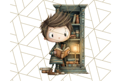 Whimsical Library Clipart with Cozy Readers and Books Product Image 5