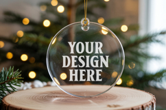 Acrylic Christmas Ornament Mockups | Clear Holiday Ornament Product Image 1