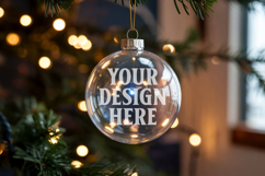 Christmas Acrylic Ornament Mockups | Round Clear Acrylic Orn Product Image 1