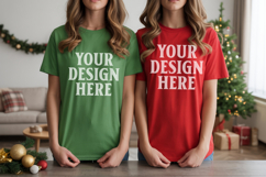 Christmas Bella Canvas 3001 Couple Mockup , BC3001 Couple mo Product Image 1