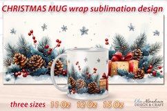 Beautiful festive Christmas wrap design for sublimation on 11Oz, 12Oz and 15Oz MUGS with cute watercolor patterns.