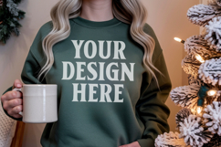 Comfort Colors 1566 Light Green Sweatshirt Mockup, Cozy Boho Product Image 1