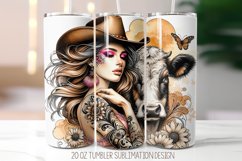 Girl and cow Tumbler Sublimation Design | 20oz Tumbler Product Image 1
