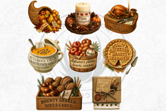 Cozy Thanksgiving greetings PNG V2, Grateful Quotes Clipart Product Image 7