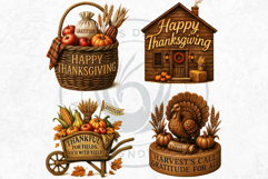 Cozy Thanksgiving greetings PNG V2, Grateful Quotes Clipart Product Image 8