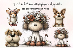 Cute Watercolor Dogs Clipart PNG Product Image 1