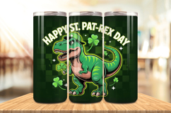 Funny Happy St Pat-Rex Day Dinosaur Tumbler Wrap PNG Sublima Product Image 1
