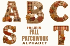 Fall Patchwork Alphabet PNG Bundle | Autumn Fabric Letter Product Image 2