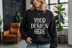 Black Gildan 18000 Sweatshirt Model Mockups, Sweatshirts Product Image 1