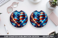4th Of July Car Coaster Sublimation| 4th Of July Coaster PNG Product Image 1