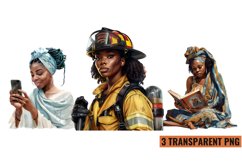 Watercolor Black Women Clipart, PNG Product Image 1