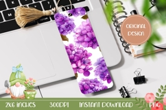 Printable Bookmark Design, Purple Hydrangea Bookmark PNG Product Image 1