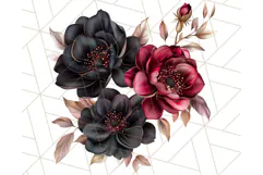 Gothic Floral PNG, Dark Aesthetic Flowers Clipart Print Product Image 5