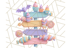 Pastel Halloween Town PNG Clipart, Spooky Shops &amp; Homes Png Product Image 5