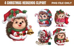 Christmas Hedgehog Clipart PNG Product Image 1