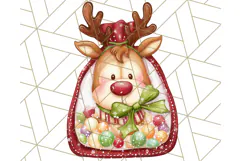 Santa Sleigh Ride Clipart PNG, Flying Reindeer Christmas Art Product Image 5