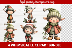 Whimsical Elf Clipart | Cute Christmas Elf PNG Illustration Product Image 1