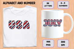 4th July Alphabet png clipart, independence letters doodle Product Image 6