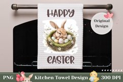Happy Easter Towel, Floral Towel, Bunny Sublimation Product Image 1