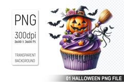 Cupcake With A Halloween Pumpkin, Halloween Clipart PNG File Product Image 1