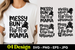 Messy Bun Flip Flop Mama SVG PNG Product Image 1