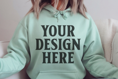 Dark Heather Gildan 18500 Hoodie Sweatshirt Mockup, Unisex H Product Image 1