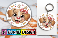 Cheerful Keychain Round Design PNG, Cute Christmas Product Image 1