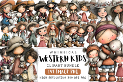 Whimsical Western Kids Clipart Bundle | Cute Cowboy &amp; Cowgir Product Image 1