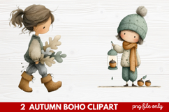 Autumn Boho Clipart | Fall Bohemian Aesthetic PNG Illustrati Product Image 1