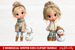 2 Whimsical Winter Kids Clipart | Cute Winter Kids PNG Product Image 1