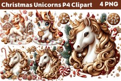 Christmas Unicorns Clipart PNG Product Image 1