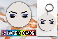 Unique Round Keychain Sublimation, Woman Eyes Product Image 1