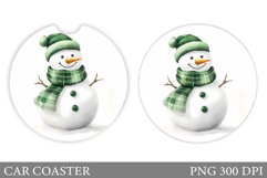 Cute Snowman Car Coaster. Christmas Car Coaster Sublimation Product Image 1