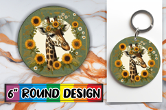 Blissful Keychain Round Design PNG, Giraffe Product Image 1
