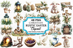 Christian Rustic Easter Clipart Bundle PNG Product Image 1