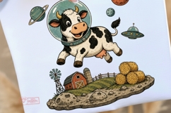 Cosmic Farm Animals Clipart Bundle, UFO Farm Animal PNG Product Image 2