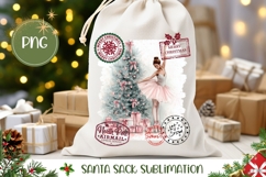 Pink Christmas Santa Sack, Christmas Ballerina Sublimation Product Image 1