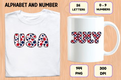 4th July Alphabet png clipart, independence letters doodle Product Image 6