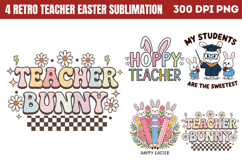 Retro Teacher Easter Sublimation PNG Product Image 1