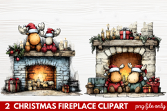Cozy Christmas Fireplace Clipart | Holiday Mantel &amp; Winter Product Image 1