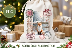 Watercolor Christmas Fox Santa Sack Sublimation Product Image 1